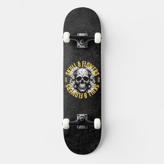 Skull and Flowers Skateboard (Front)