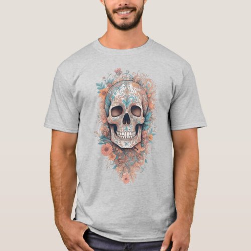 Skull and flowers T_Shirt