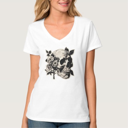 Skull and Flowers T_Shirt