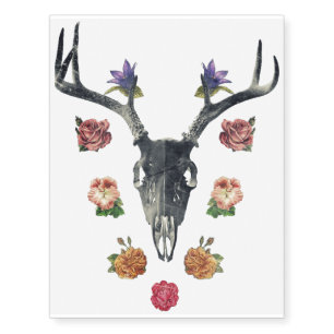 Skull and flowers temporary tattoos