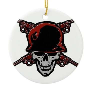 Skull and four crossed revolvers emblem ceramic ornament Skull and four crossed revolvers emblem ceramic ornament