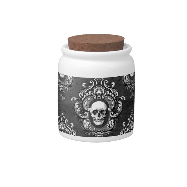 Skull and Grey Gothic Candy Jar (Front)