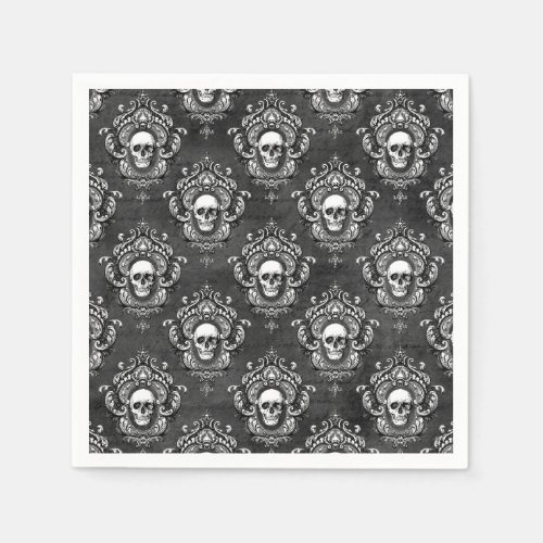 Skull and Grey Gothic Napkins