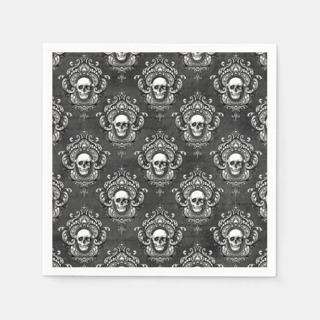Skull and Grey Gothic Napkins (Front)