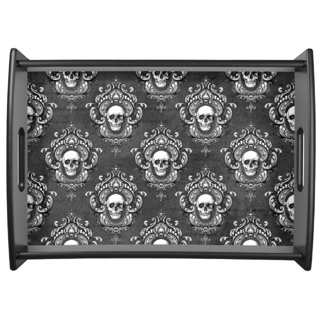 Skull and Grey Gothic Serving Tray (Front)