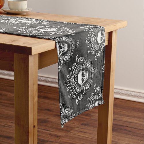 Skull and Grey Gothic Short Table Runner