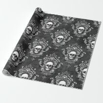 Skull and Grey Gothic Wrapping Paper
