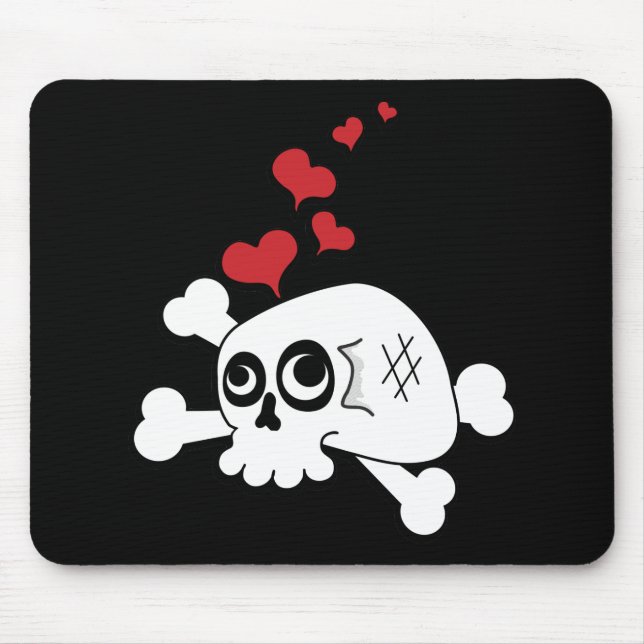 Skull and Hearts Mouse Pad (Front)