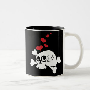 Skull and Hearts Two-Tone Coffee Mug