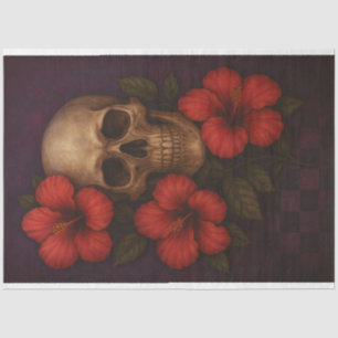 Skull and Hibiscus in Contrast Decoupage Paper