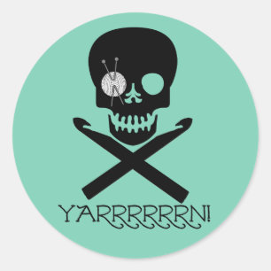 Skull and Hooks Classic Round Sticker