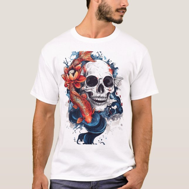 Skull and Koi Serenity T-Shirt (Front)