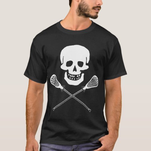 Skull and Lacrosse Sticks Dark T_Shirt