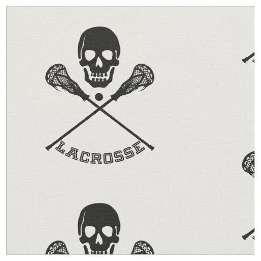 Skull and Lacrosse Sticks Fabric