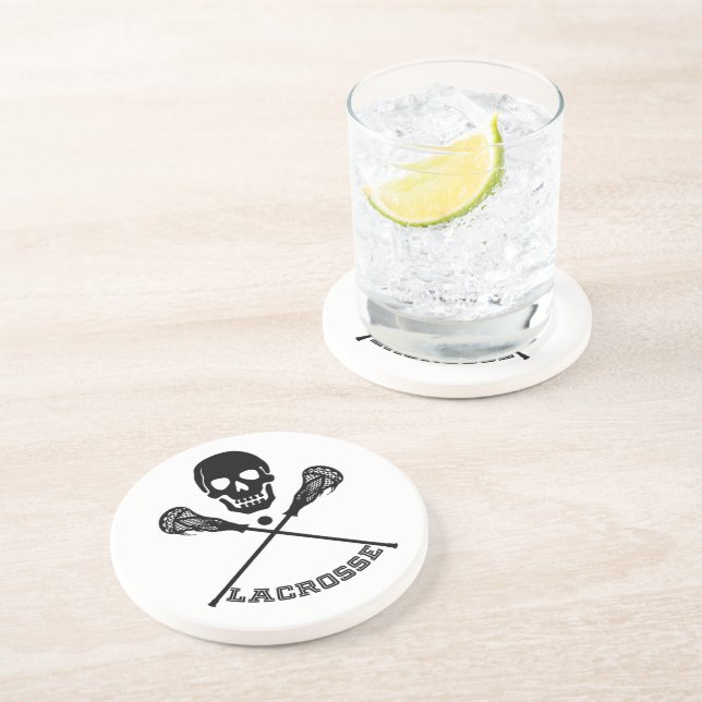 Skull and Lacrosse Sticks Sandstone Coaster (Side)