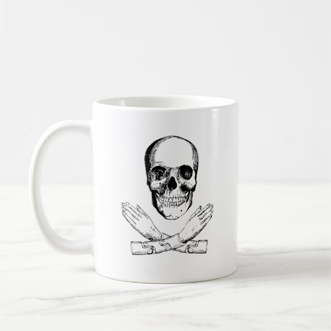 Skull and Mechanical Hands Coffee Mug (Left)