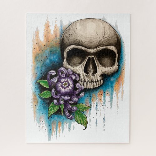 Skull and Mom Custom Skull Floral Art Puzzle