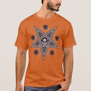 Skull and Moon on Esoteric Occult Pentagram Sign A T-Shirt