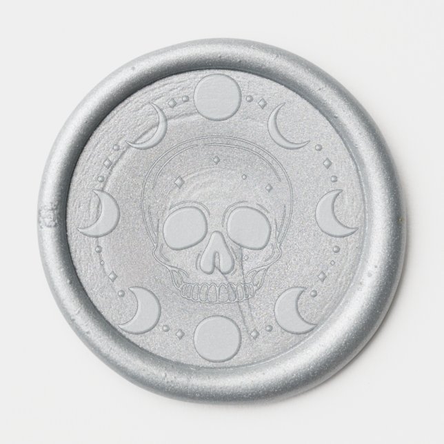 Skull and Moon Phases Wax Seal Sticker (Front)
