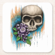 "Skull and Mum" Custom Designer Drink Coasters