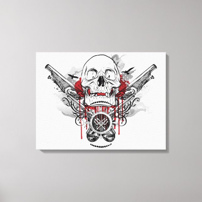 Skull and Pirate Pistols Vector Graphic Canvas Print (Front)