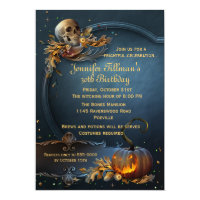 Skull and Pumpkin Halloween Birthday Party Card