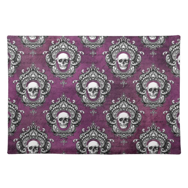 Skull and Purple Gothic Cloth Placemat (Front)