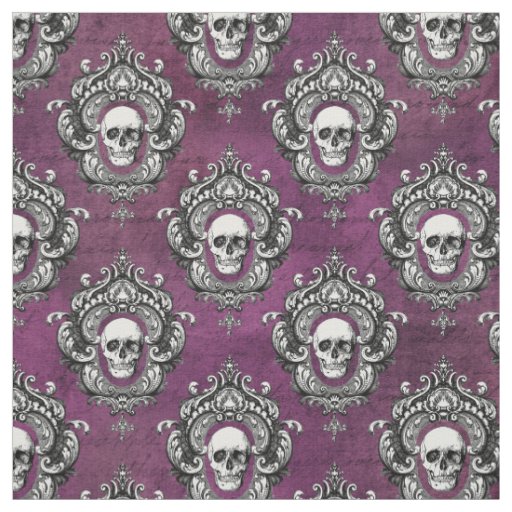 Skull and Purple Gothic Fabric