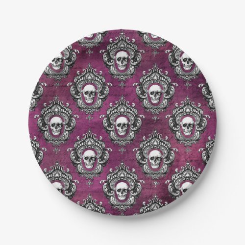 Skull and Purple Gothic Paper Plates