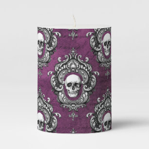 Skull and Purple Gothic Pillar Candle