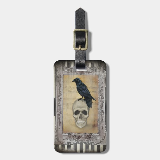 Skull and Raven Luggage Tag (Front Vertical)