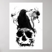 Skull and Raven Poster