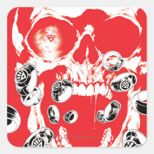Skull and Rings - Red Square Sticker