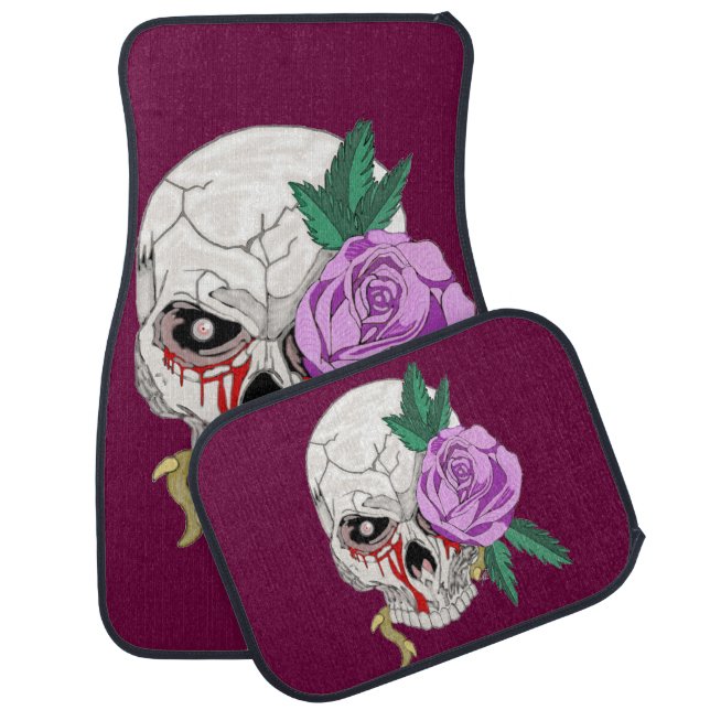Skull and Rose Car Mat (Set)
