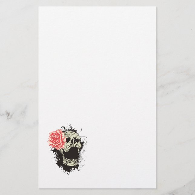 Skull and rose custom stationery (Front)