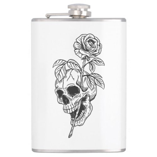 Skull and Rose Flask