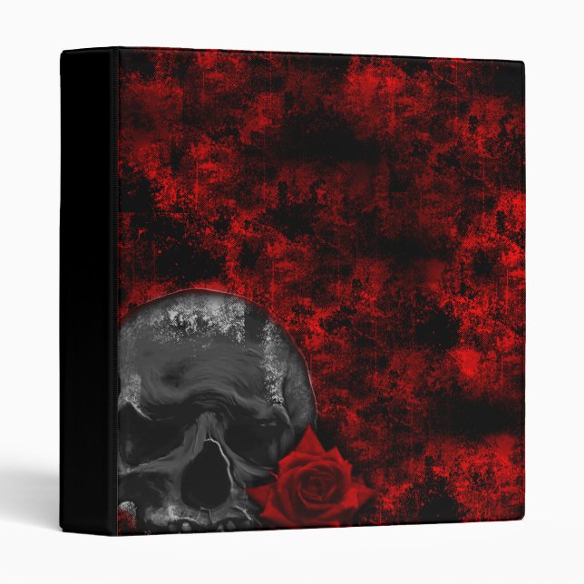 Skull and Rose Goth Grunge Art Binder (Front/Spine)