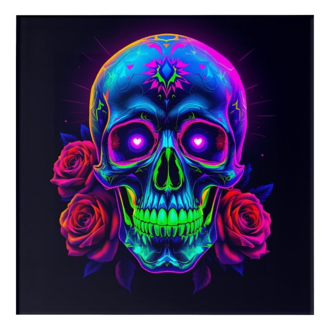Skull and Roses  Acrylic Print (Front)