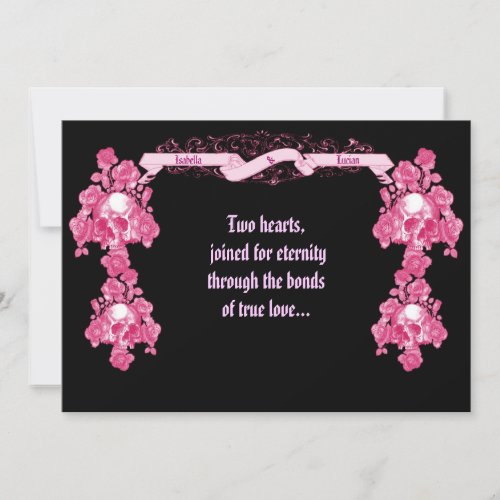 Skull and Roses Banner Gothic Wedding Invitations