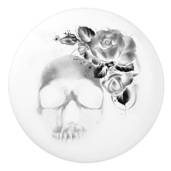 Skull And Roses Ceramic Knob by deemac2 at Zazzle