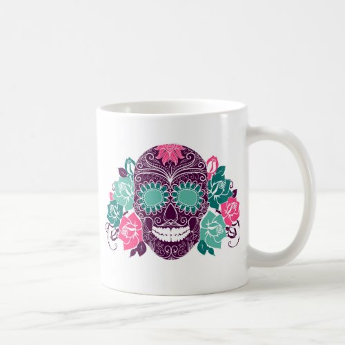 Skull And Roses Colorful Day Of The Dead Card 3 Coffee Mug