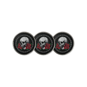 Skull and Roses Golf Ball Marker