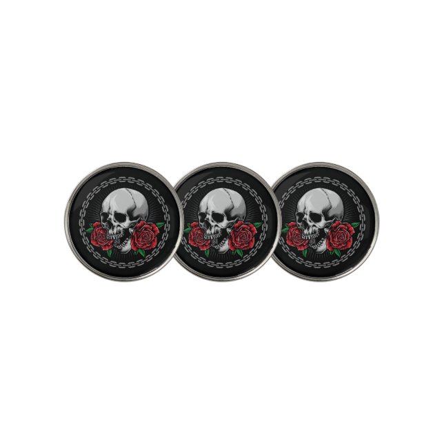 Skull and Roses Golf Ball Marker (3 Up)