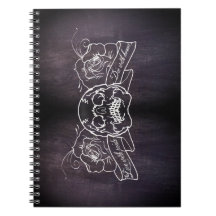 Skull and Roses Goth Punk Tattoo Style Notebook