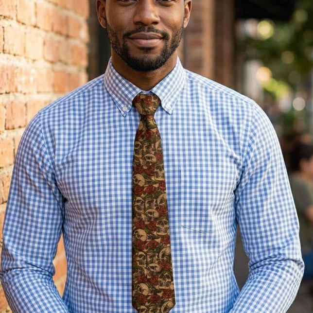 Skull and Roses Graffiti pattern   Neck Tie (Creator Uploaded)