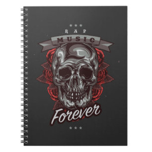  skull and Roses Illustration , rap music lover Notebook