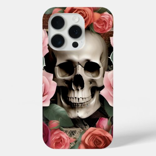  Skull and Roses iPhone 15 Pro Case