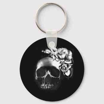 Skull And Roses Keychain by deemac2 at Zazzle