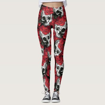 Skull And Roses Leggings by BooPooBeeDooTShirts at Zazzle