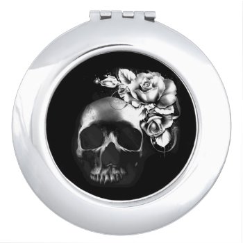 Skull And Roses Mirror For Makeup by deemac2 at Zazzle